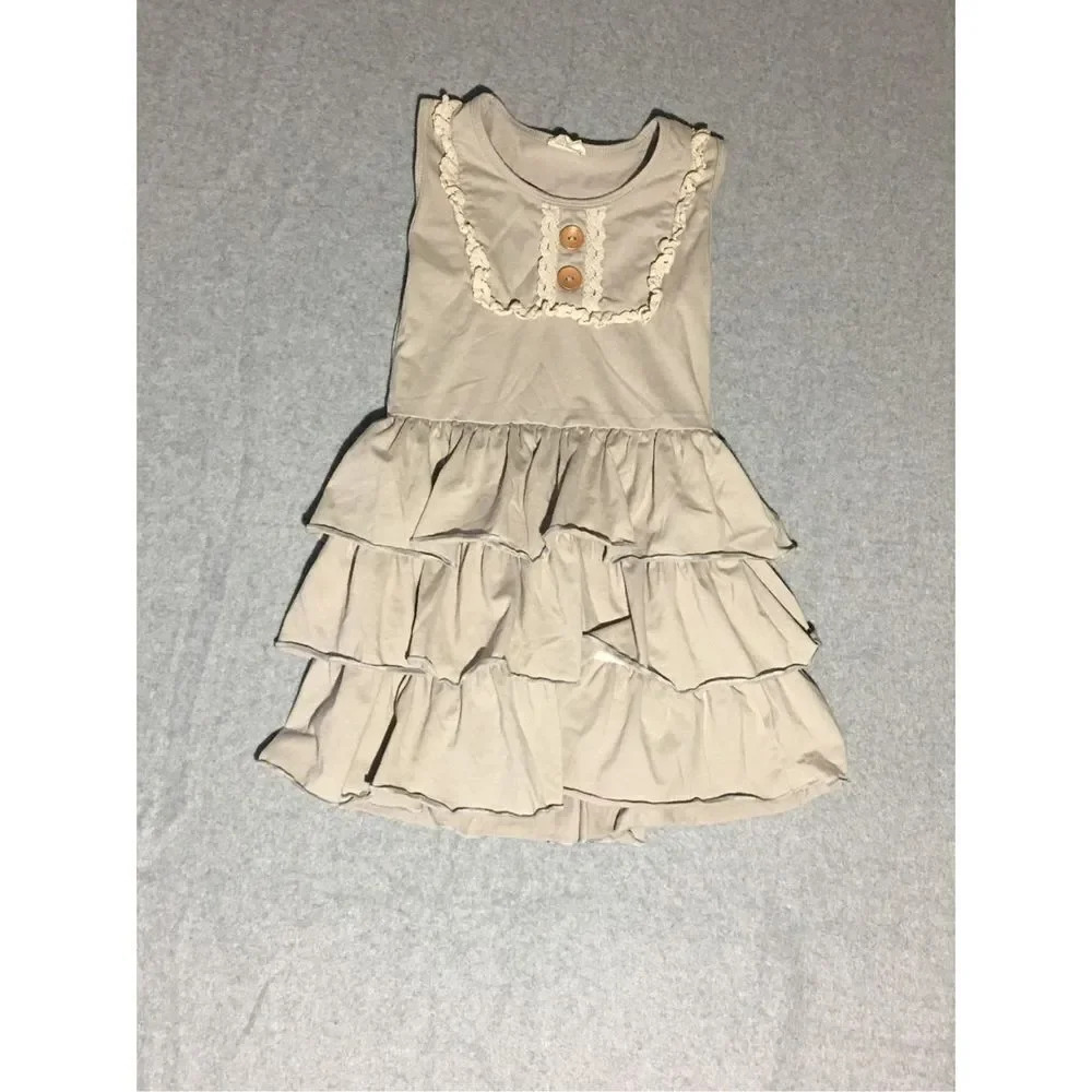 Toddler Tutu & Lulu Dress Size 7-8 Years Sage Green Tiered Dress Tank Top Style